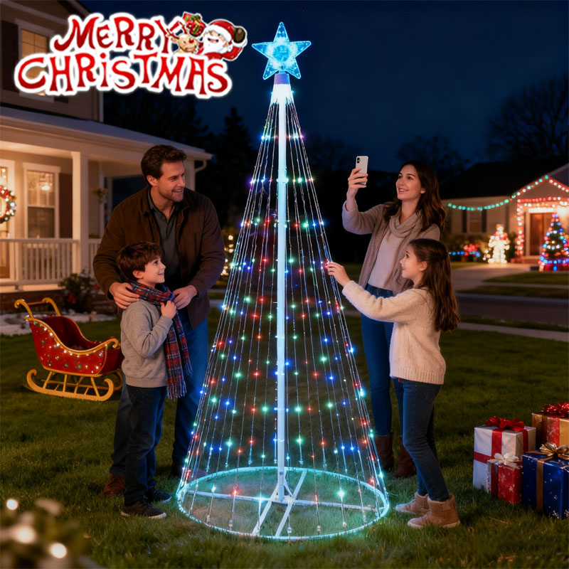 Outdoor Lighting For Gazebo - Solar-Powered LED Waterfall String Lights Christmas