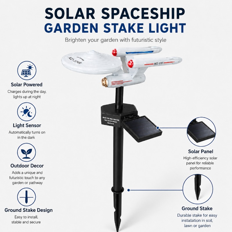 Outdoor Lighting For Gazebo - Star Trek USS Enterprise Solar Garden