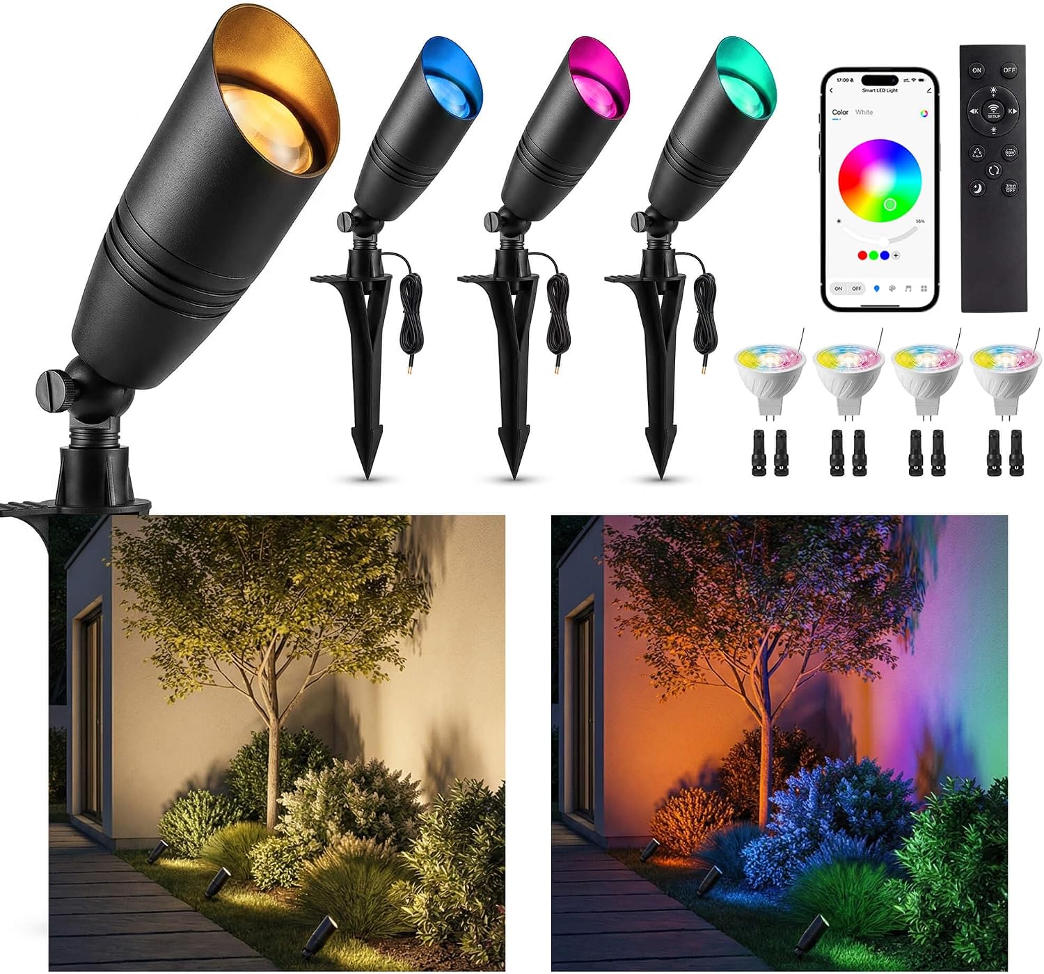 Outdoor Lighting Spotlight - Low Voltage Outdoor RGBCW Landscape Spotlights