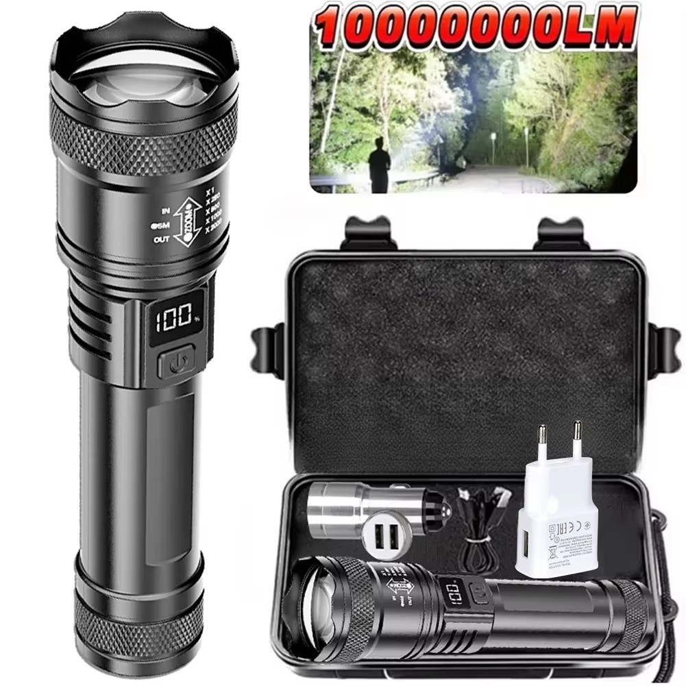 Outdoor Lighting Beacon - Rechargeable LED Flashlight Zoomable Torch with
