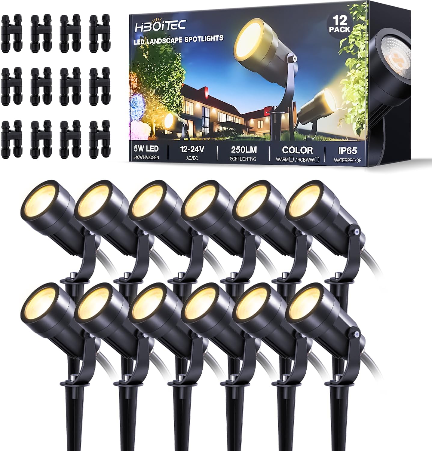 Outdoor Lighting Spotlight - Twelve Pack Low Voltage Landscape Lighting