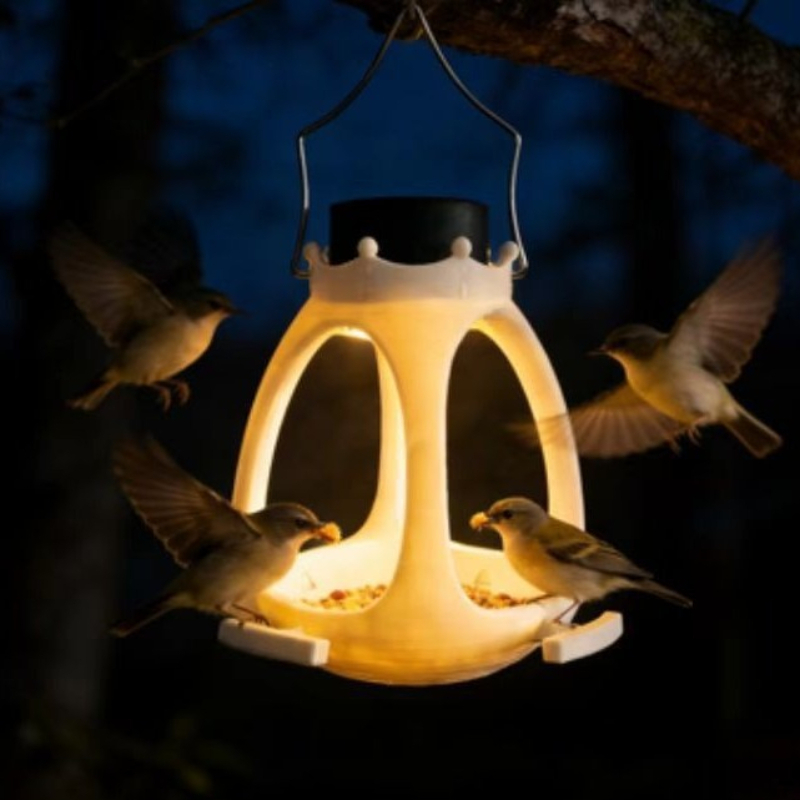 Solar Bird Feeder with LED Lig - Outdoor Lighting Under Eaves 评论和价格