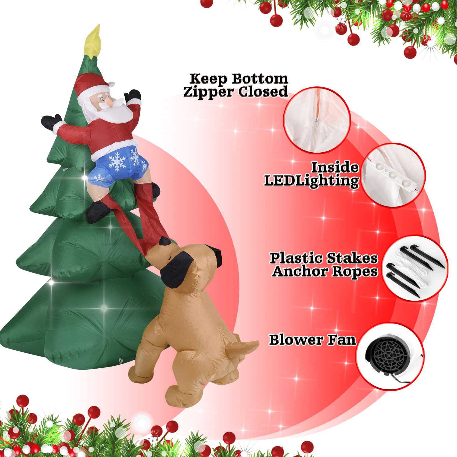 Christmas Inflatable Dog  w/Sa - Outdoor Lighting For Christmas 评论和价格