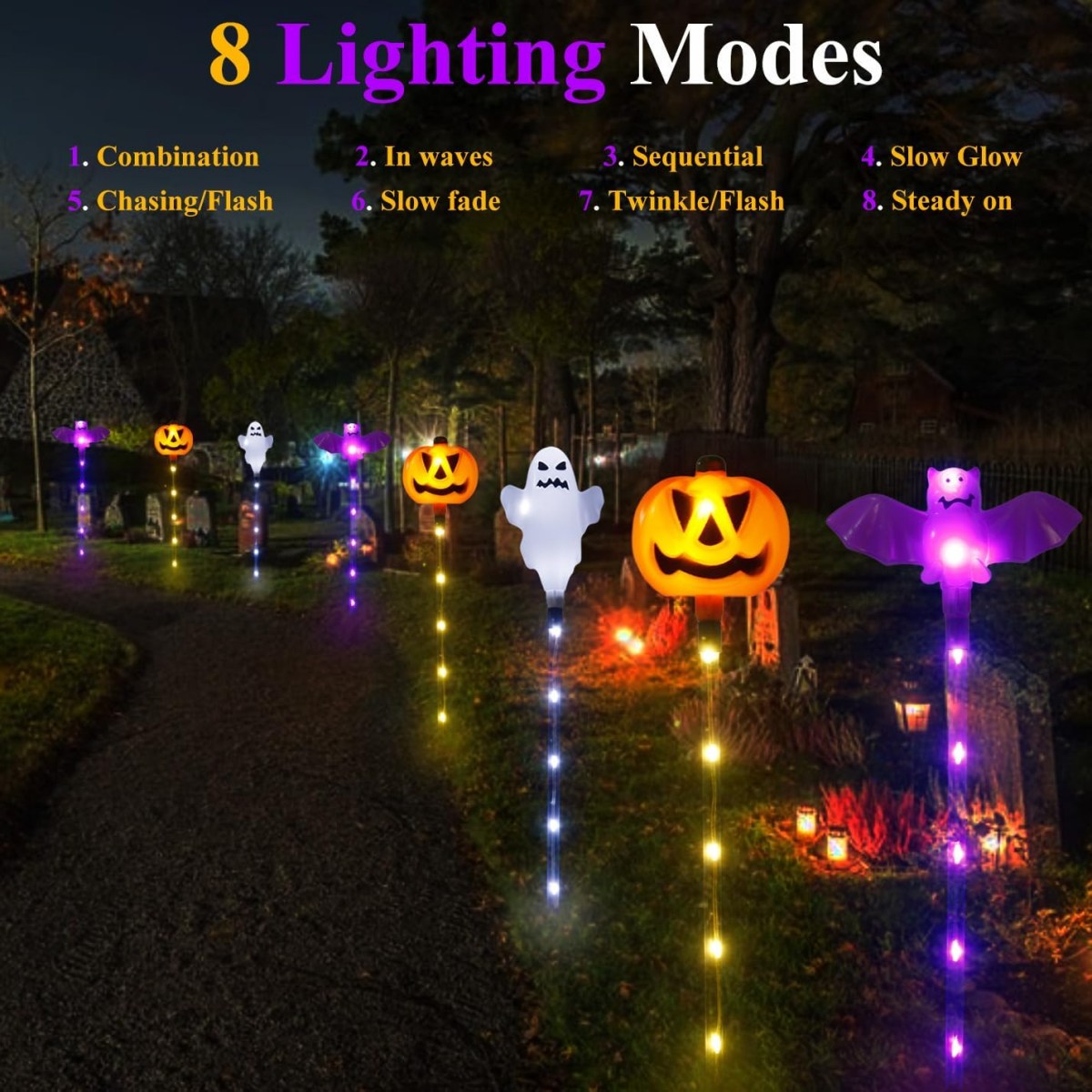 1 Set 6pcs Halloween Solar Pum - Outdoor Lighting Front Yard 评论和价格