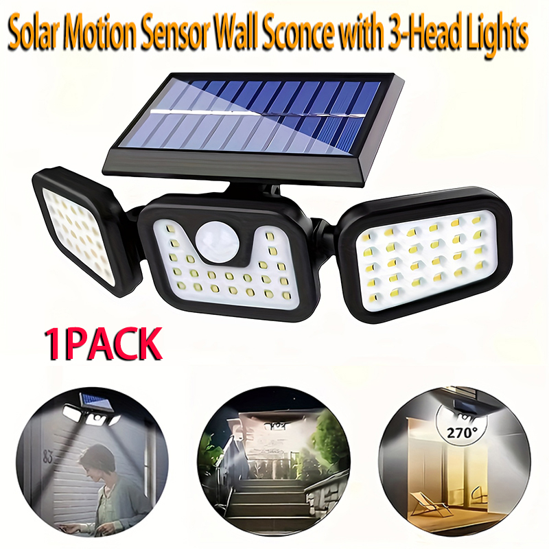 74LED Solar Light 3 Head Motio - Outdoor Lighting Front Yard 评论和价格