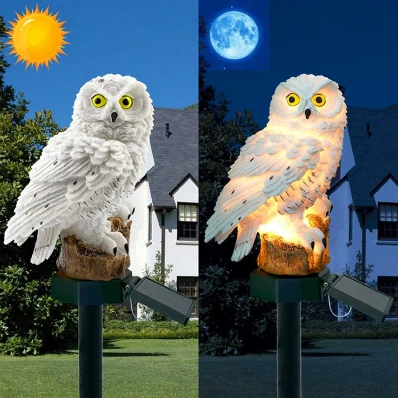 Solar Owl Statue Garden Light  - Outdoor Lighting Beacon 评论和价格