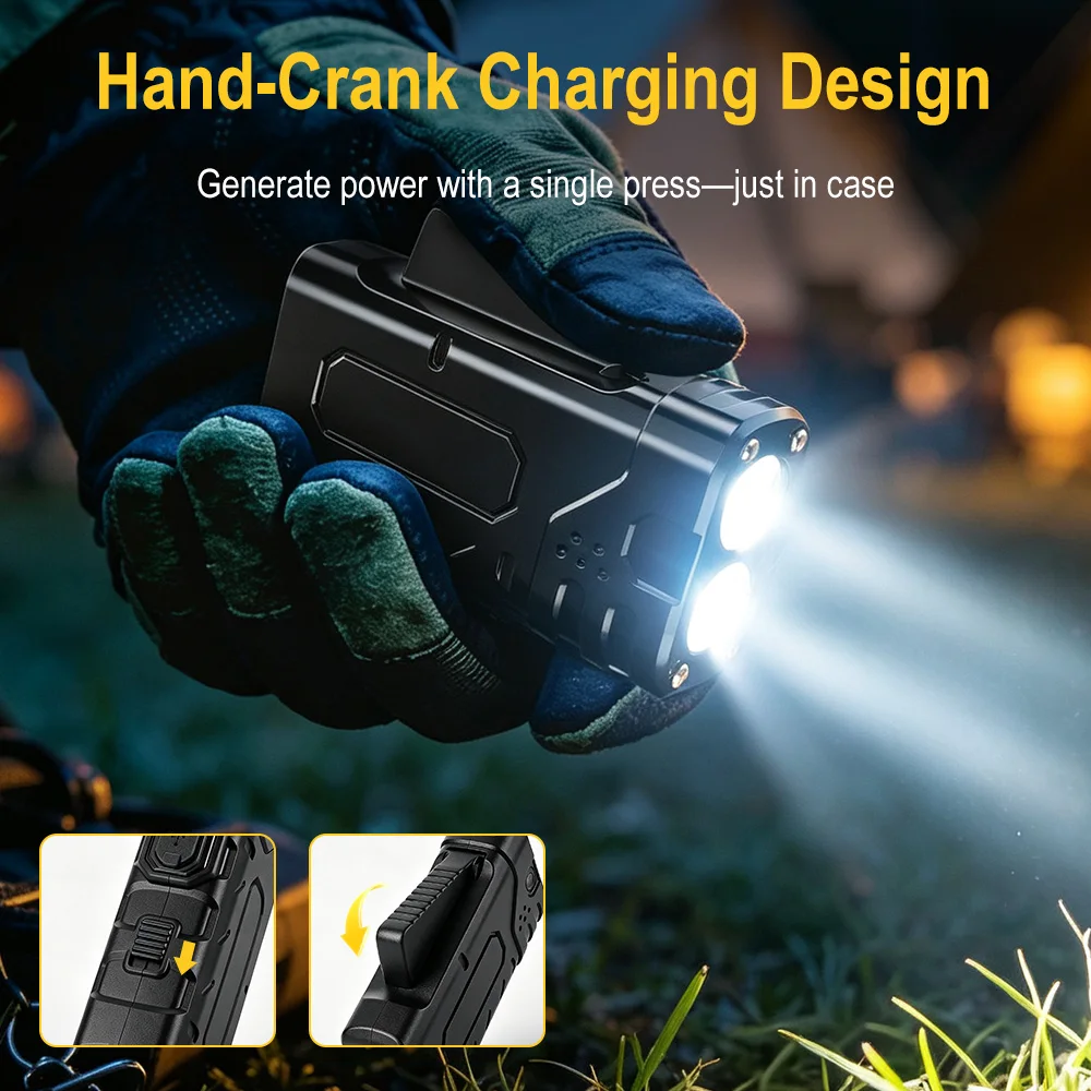 BORUIiT Hand Crank EDC LED Fla - Outdoor Lighting Beacon 评论和价格