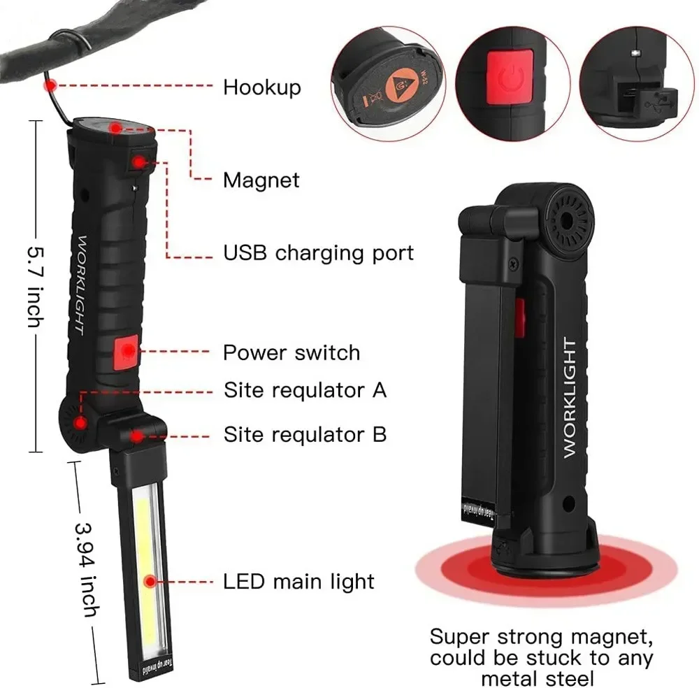 LED COB Flashlight USB Recharg - Outdoor Lighting Beacon 评论和价格